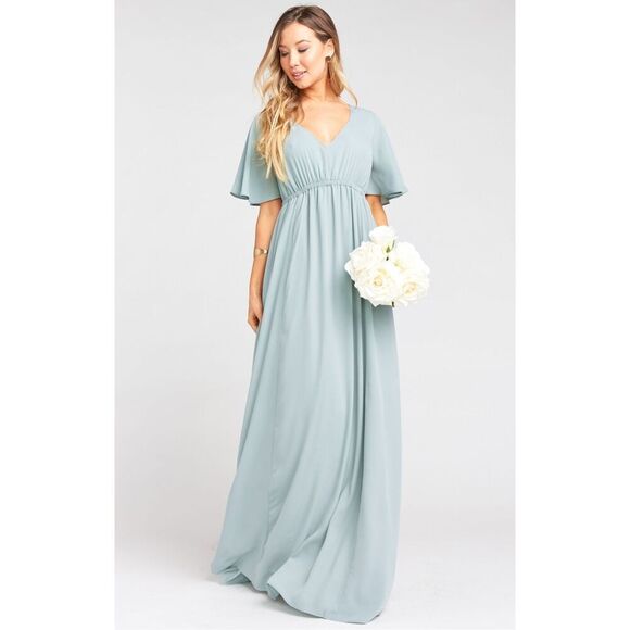 Show Me Your MuMu Dresses & Skirts - NWT Show Me Your MuMu Emily Empire Maxi Silver Sage XXXL